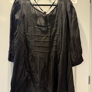 Black Lace Detail Blouse